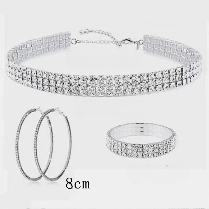 Wholesale Claw Chain Rhinestone Bacelet Big Earring Set Combination